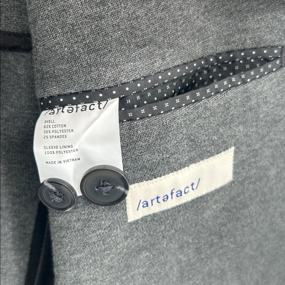 Artifact Knit Blazer Gray Stretch Casual Suit Jacket Men Size M